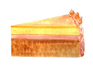 krem pembe bir dilim cheesecake. suluboya illüstrasyon f