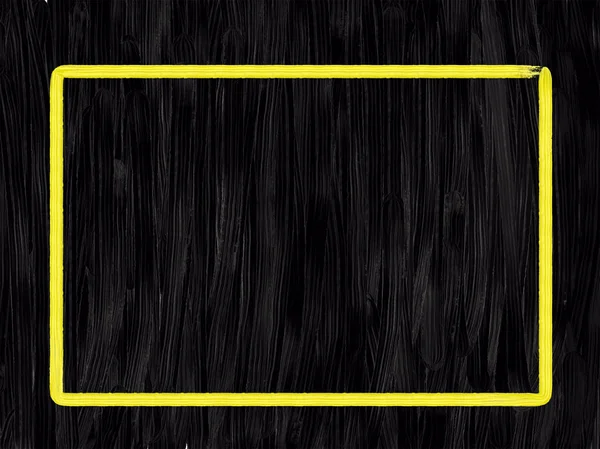 Чорний текстурований акриловий абстрактний фон з жовтим каркасом. радіо — стокове фото