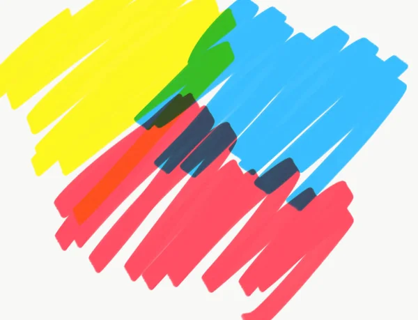 marker lines of yellow, red  and blue color. raster illustration