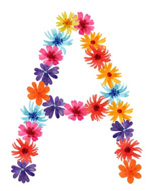 Bir kır çiçeğinin Suluboya harfi A. tasarım için en iyi monogram