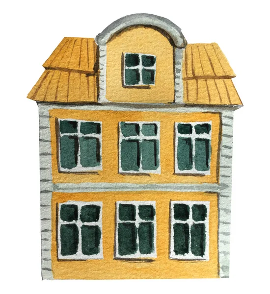 Groot oud Europees huis. Aquarel illustratie voorontwerp — Stockfoto