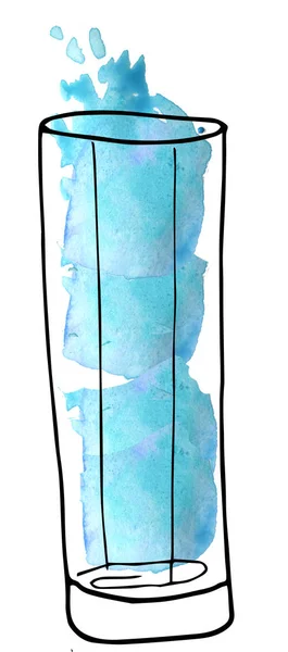 Wasser im Glas - eine Skizze und ein Kunststil. Rasterabbildung für die Menügestaltung — Stockfoto