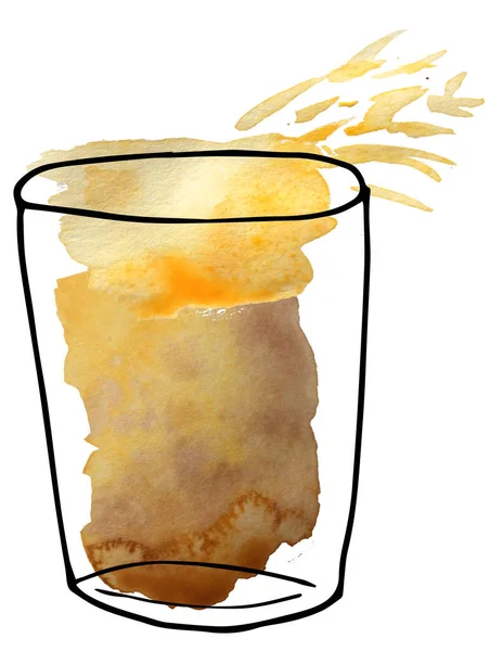 Алкогольный напиток в стакане - эскиз и художественный стиль. растровая иллюстрация для дизайна меню — стоковое фото
