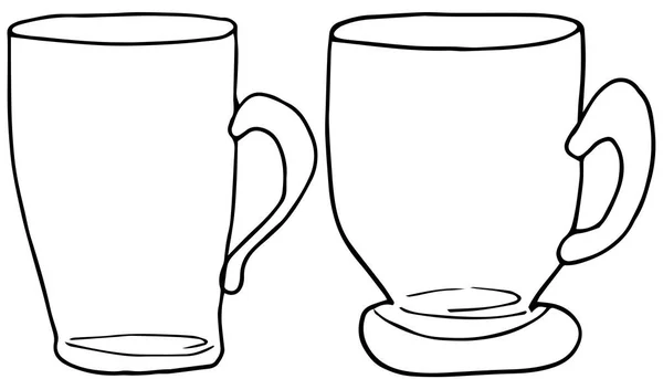 Σετ γυαλιών αλκοόλ στο χέρι για τσάι, ποτά και κοκτέιλ. εικονογραφία διανυσματικού σκίτσο. — Διανυσματικό Αρχείο