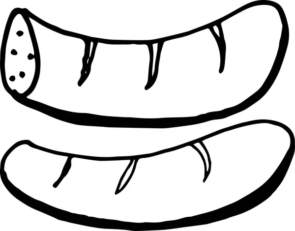 Dessin à la main de saucisse grillée. illustration vectorielle doodle, élément octoberfest — Image vectorielle