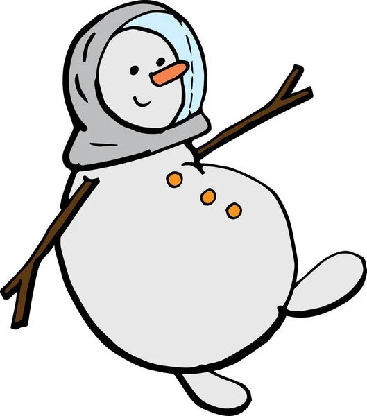 Мультяшний сніговик летить у скафандрі. Векторна ілюстрація для плакатів, принтів і шпалер, різдвяний елемент — стоковий вектор