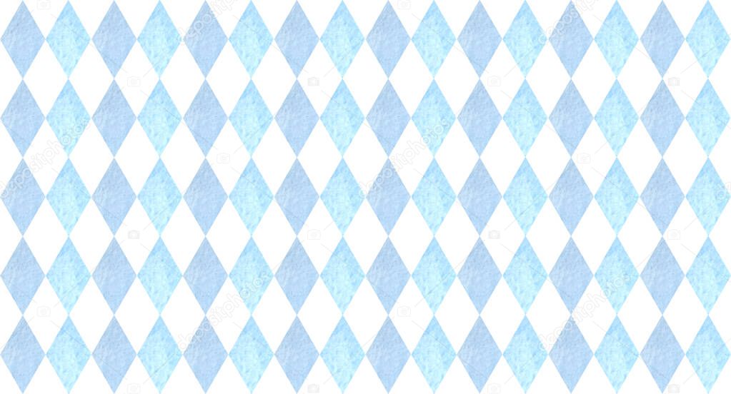 Oktoberfest seamless pattern with blue rhombuses. watercolor illustration for prints, cards and posters