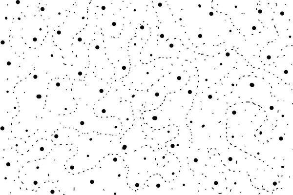 Abstrakter Hintergrund aus schwarzen Punkten und gestrichelten Linien auf weißem Hintergrund. Rasterillustration für Drucke, Tapeten, Poster. nahtloses Muster — Stockfoto
