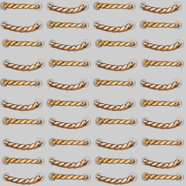 Μοτίβο με σχοινιά σε μεταλλικά δαχτυλίδια. απεικόνιση υδατογραφίας για εκτυπώσεις, πανό και υφάσματα — Φωτογραφία Αρχείου