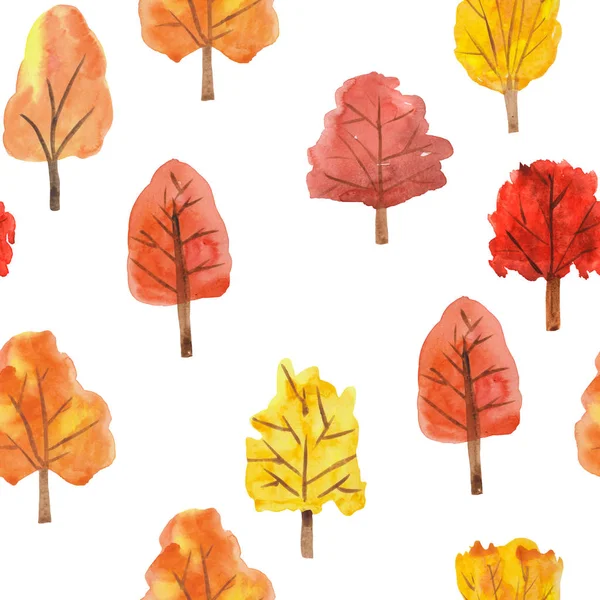 Ενιαίο μοτίβο των δέντρων του φθινοπώρου σε λευκό φόντο. εικονογράφηση υδατογραφίας για εκτυπώσεις, υφάσματα, ταπετσαρίες και αφίσες — Φωτογραφία Αρχείου