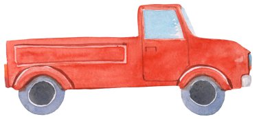 beyaz bir arka plan üzerinde kırmızı pikap. baskılar, kartlar, dergiler için suluboya raster illüstrasyon