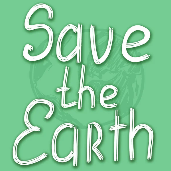 地球を救えエコバナー地球の緑の背景と輪郭. — ストック写真