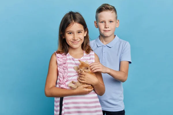 Crianças gentis ajudar animais doentes — Fotografia de Stock