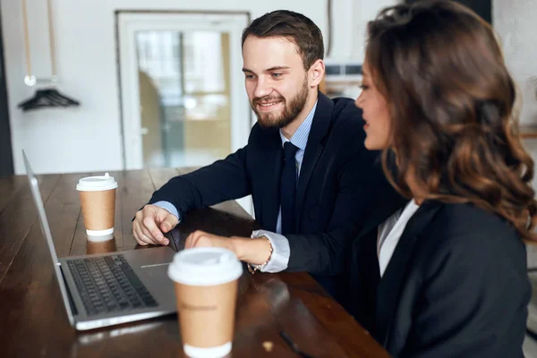 young cheerful business people are holding business conference online