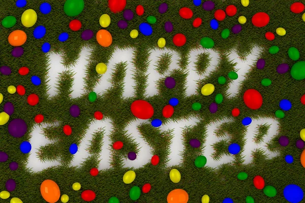Coloridos huevos de Pascua con tipografía de Pascua — Foto de Stock