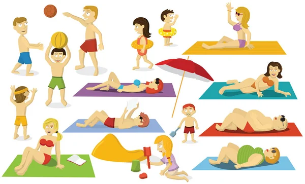 Vektordarstellung Von Menschen Sommersport Aktivitäten Entspannung Stockvektor