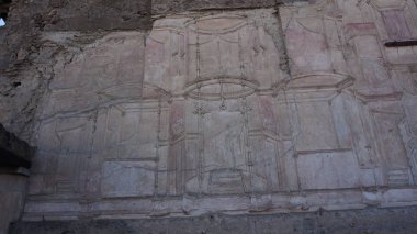 Pompeii Harabeleri evlerin iç. Şehir, Vezüv yanardağı tarafından tahrip edilmiş antik bir Roma kentiydi. Campania, İtalya.