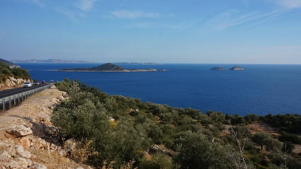 Costal road at the mediterranean sea in Turkey near the city of Kas