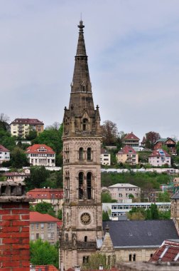 Stuttgart eski şehir Meydanı şehrin güneyinde bir kilisede ile görünümünü