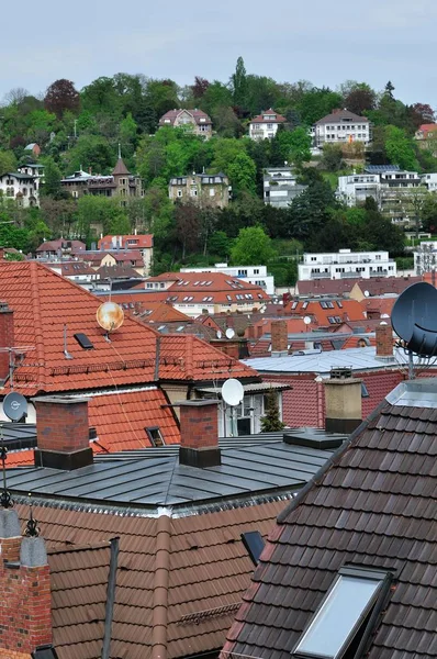 Widok z niemiecki stare miasto miasto dach Apartament z widokiem na inne budynki — Zdjęcie stockowe
