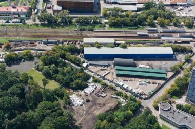 Köpek köpek kulübesi hayvan pound yukarıdan görülen