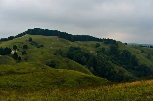 Zelený travní vrch v kavkazských horách blízko kislowodsku — Stock fotografie