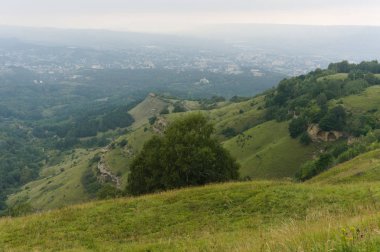 Kislowodsk yakınlarındaki kafkas dağlarında Mougreen çim çim manzara, ham orijinal resim