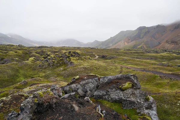 Beautiful Landmanalaugar Gravel Dust Road Way Highland Iceland Europe — Stock Photo, Image