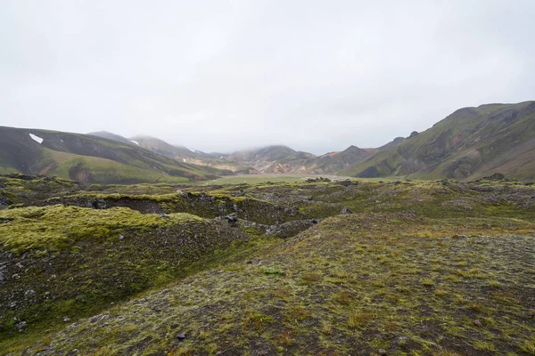 Piękny Landmanalaugar Żwirowa Droga Pyłu Wyżynie Islandii Europa — Zdjęcie stockowe
