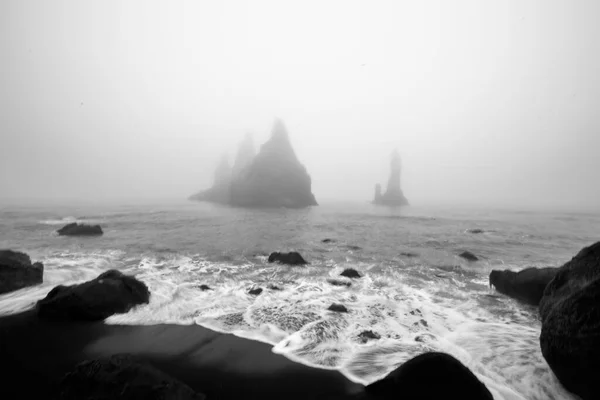 Plage Glace Islande Europe Glace Sur Sable Volcanique Noir Océan — Photo