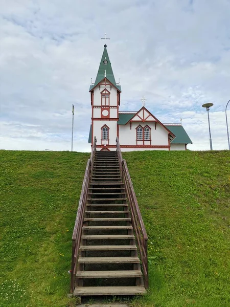 Wooden church of husavic iceland — Stock Photo, Image