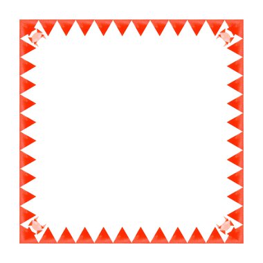 Suluboya kare kare kırmızı üçgen (deniz taklit) üst üste beyaz bir arka plan üzerinde Yengeç ile. Origami stil. İllüstrasyon.