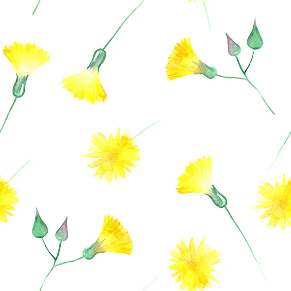 배경에 수채화 노란색 꽃아름 원활한 패턴입니다 — 스톡 사진