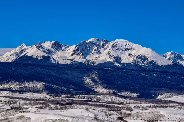 Snow Covered Mountain Peaks Gore Mountain Range Colorado Rockies — Stock Photo, Image