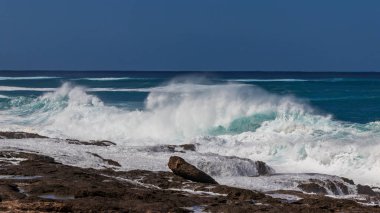 Mavi dalgalar ile Hawaiian plaj