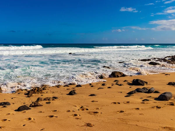 Hawaiian beach with blue waves