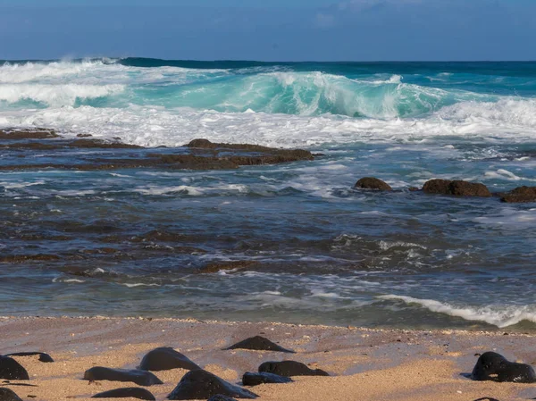 Hawaiian beach with blue waves