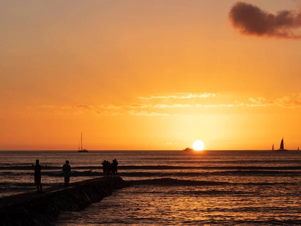 Atardecer Waikiki Honolulu — Foto de Stock