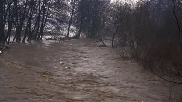 Duża Powódź Topniejącym Śniegiem — Wideo stockowe