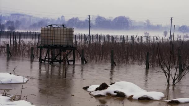 Large River Flood Melting Snow — Stock Video