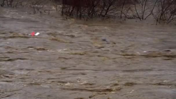 Gran Inundación Del Río Después Derretir Nieve — Vídeo de stock