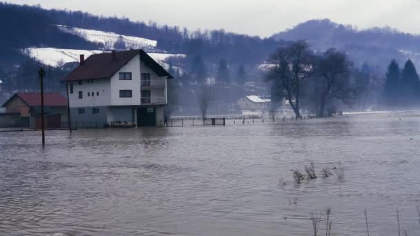 Gran Inundación Del Río Después Derretir Nieve — Vídeos de Stock
