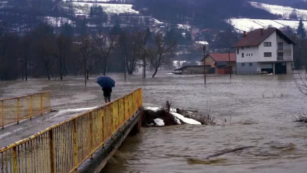 融雪后的大河洪水 — 图库视频影像