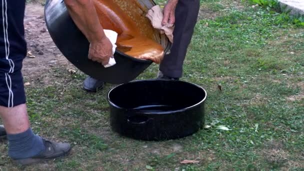 Vieja Manera Hacer Mermelada Manzana Efusión — Vídeo de stock