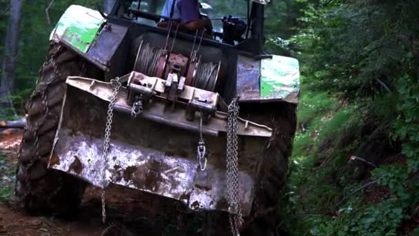 Tractor Forestal Trabajo — Vídeo de stock