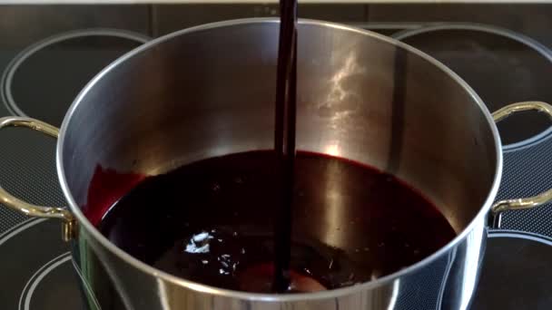 Homemade Juice Wild Blackberries Pouring Juice — Stock Video