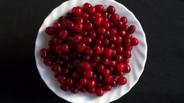 Su damlaları ile Olgun Avrupa Cornel rotasyon (Cornus mas)