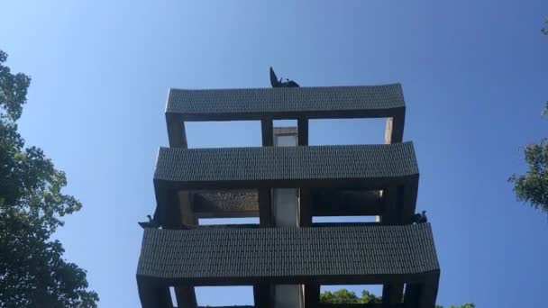 Wieża Pamięci Zmobilizowanych Studentów Peace Memorial Park Hiroshima Japonia Sierpień — Wideo stockowe