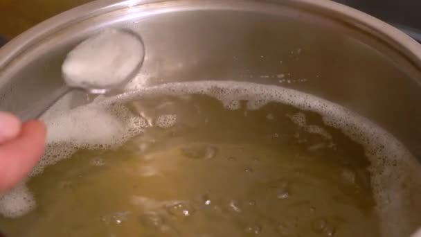 Holunderblütensaft Kochen Und Schaum Entfernen Sambucus Nigra — Stockvideo