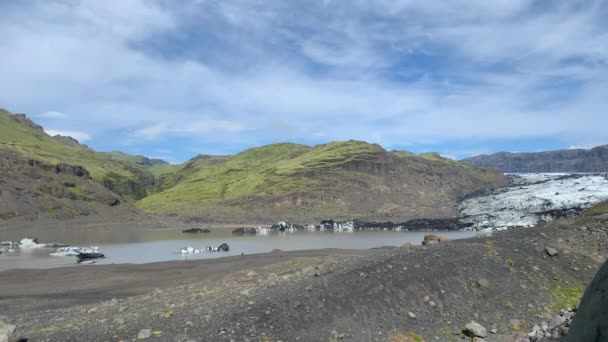 Solheimajokull Gleccser Nyáron Olvadás Izland — Stock videók